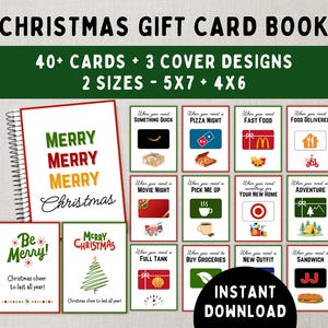 Libro de tarjetas de regalo de Navidad: portatarjetas de regalo de Navidad imprimible para adolescentes, estudiantes universitarios y adultos: descarga instantánea