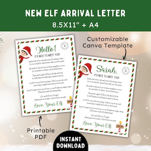 New Elf Arrival Letter -- Printable First Time Elf Welcome Letter -- Editable Canva Template -- Instant Download