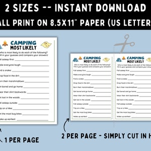 Camping-themed Party Games, Printable Camp Games, Camp Bunk Games ...