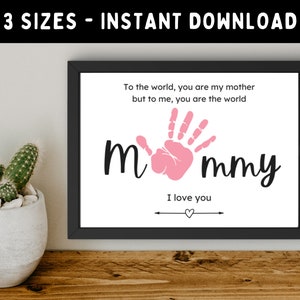 Artisanat d'empreintes de main de maman--Art souvenir imprimable fait main pour mère--Cadeau pour maman d'enfants, tout-petits et bébés--Téléchargement immédiat
