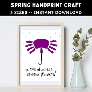 April Showers Handprint Craft -- Printable DIY Spring Art Activity for Kids, Toddlers & Babies -- Instant Download