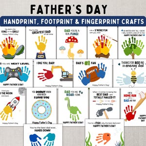 Vatertags Handabdruck, Fußabdruck & Fingerabdruck Handwerk Bündel - Druckbare DIY Kunst Aktivitäten für Kinder, Kleinkinder und Babys - Sofort Download