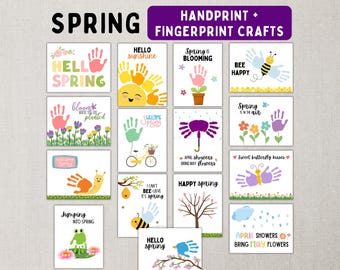 Spring Handprint Crafts -- Printable DIY Seasonal Art Activities for Kids, Toddlers & Babies -- Instant Download