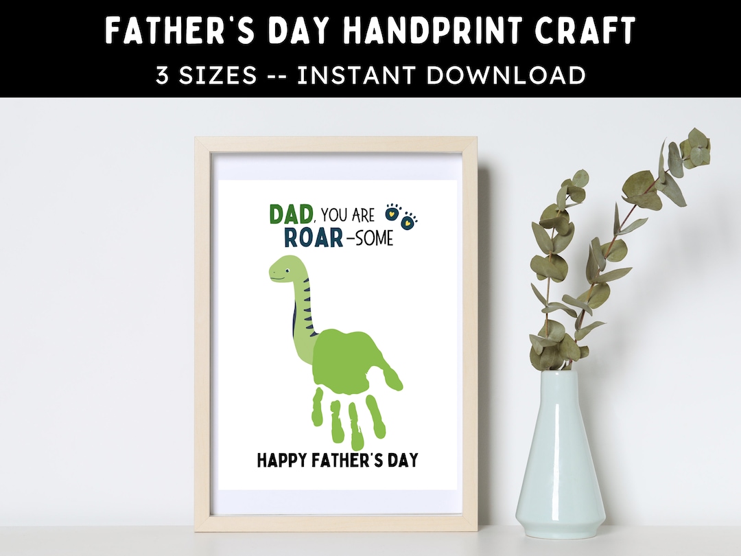 Father's Day Dinosaur Handprint Craft -- Printable DIY Art Activity for