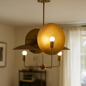 Lampadario Sputnik in ottone fatto a mano: lampadario moderno di metà secolo