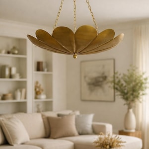 Mid Century Modern Sputnik Chandelier Brass Flower Globe Ceiling Light Starburst Fixture Vintage Interior Decor Lamp