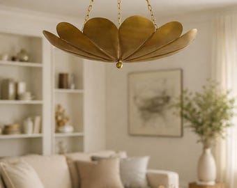 Mid Century Modern Sputnik Chandelier Brass Flower Globe Ceiling Light Starburst Fixture Vintage Interior Decor Lamp