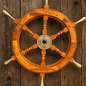 Wooden Ship Wheel Nautical Decor – Vintage Maritime Wall Art | Pirate Boat Steering Wheel