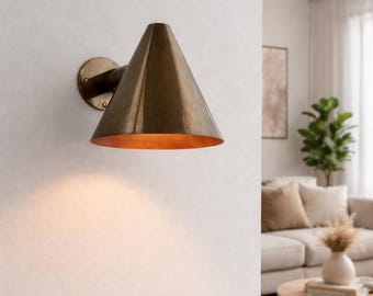 Mid Century Modern Cone Wall Sconce Italian Stilnovo Style Handmade Metal Light Vintage Brass Lamp Retro Lighting Fixture