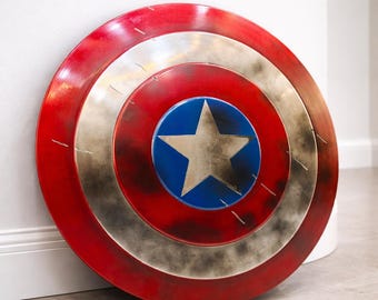 Captain America Inspired Shield Wall Decor, Superhero Metal Replica Display Prop, Avengers Style Cosplay Collectible Hero Room Accent
