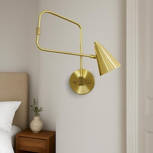 Swing Arm Wall Sconce – Italian Brass Light Fixture – Stilnovo Style – Adjustable Modern Vintage Wall Lamp – Mid Century Lighting