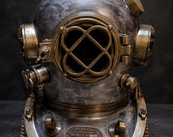 Mark V U.S. Navy Diving Helmet Replica, Solid Steel Brass Aluminum Nautical, LARP Armor.