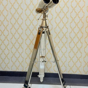 Vintage brass binoculars on a tripod, naval academy graduation gift, dad birthday gift, sailor gift,  victorian home decor, office decor