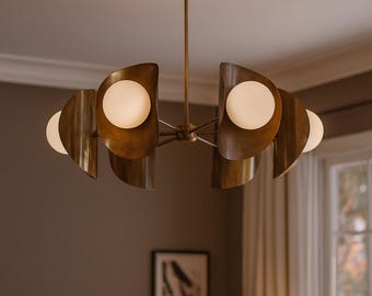 Handmade Brass Sputnik Chandelier – Mid-Century Modern Pendant Light