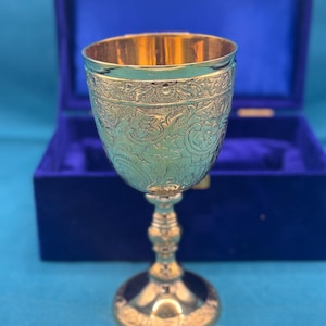 Personalized Brass Goblet Chalice – Handmade Cup, Rituals & Décor – Antique-Style Drinkware with Luxurious Custom Engraved with Gift Box