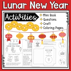 Lunar New Year Activities Mini Book and Craft for Kids | Chinese New Year Fun | Chinese New Year Coloring Pages