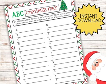 Christmas A to Z Race Game | Fun Christmas ABC Game | Printable Christmas Party Alphabet Game | Instant Download PDF