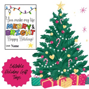 Personalized Christmas Gift Tags | Editable Holiday Gift Tag Set of 6 | Customizable Christmas Gift Tag Template