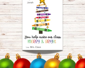 You Help Make Our Class Merry & Bright Tag, Christmas Teacher Gift Tag, Printable Christmas School Gift Tag, Gift Tags for Student Gifts