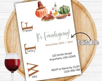 Editable Friendsgiving Invitation: Thanksgiving Theme (Digital Download)