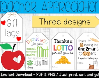 Teacher Appreciation Gift Tags: Printable Thank You Cards (PDF & PNG)