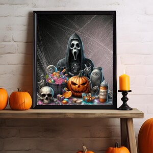 Halloween Wall Art, Halloween Printable, Halloween Skeleton Wall Art, Halloween Home Decor, Spooky Season, Digital Download, Creepy Wall Art