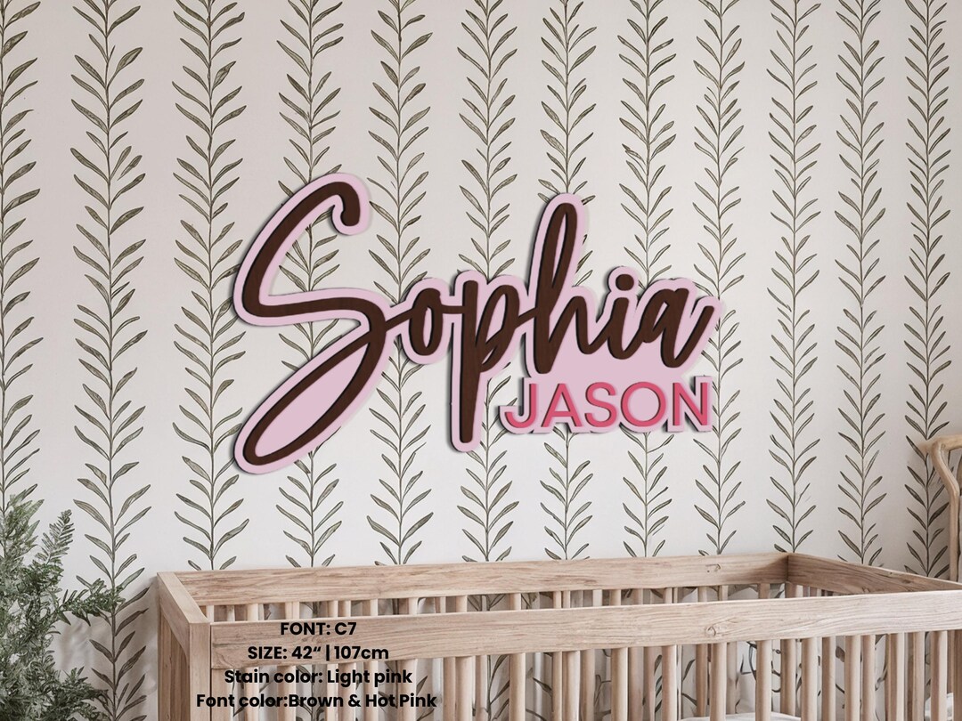 Custom Wooden Name Sign, Nursery Room Sign, Layered Baby Name Sign ...