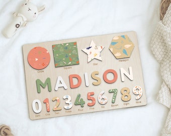 Puzzle con nome in legno personalizzato, puzzle con nome a tema oceano, regalo personalizzato per baby shower per neonati e bambine - Giocattolo personalizzato per i più piccoli