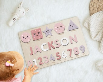 Personalisiertes Namenspuzzle aus Holz: Personalisiertes Babypartygeschenk für Baby Jungen und Mädchen - Personalisiertes Spielzeug für Kleinkinder, Personalisierte Geschenke