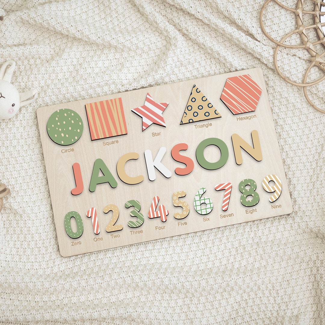 Custom Wooden Name Puzzle, Busy Puzzle for Baby Montessori Toy and