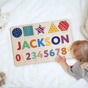 Personalized Wooden Name Puzzle: Custom Baby Shower Gift for Baby Boys and Girls Personalized Toy for Toddlers, Personalized Gifts image 3