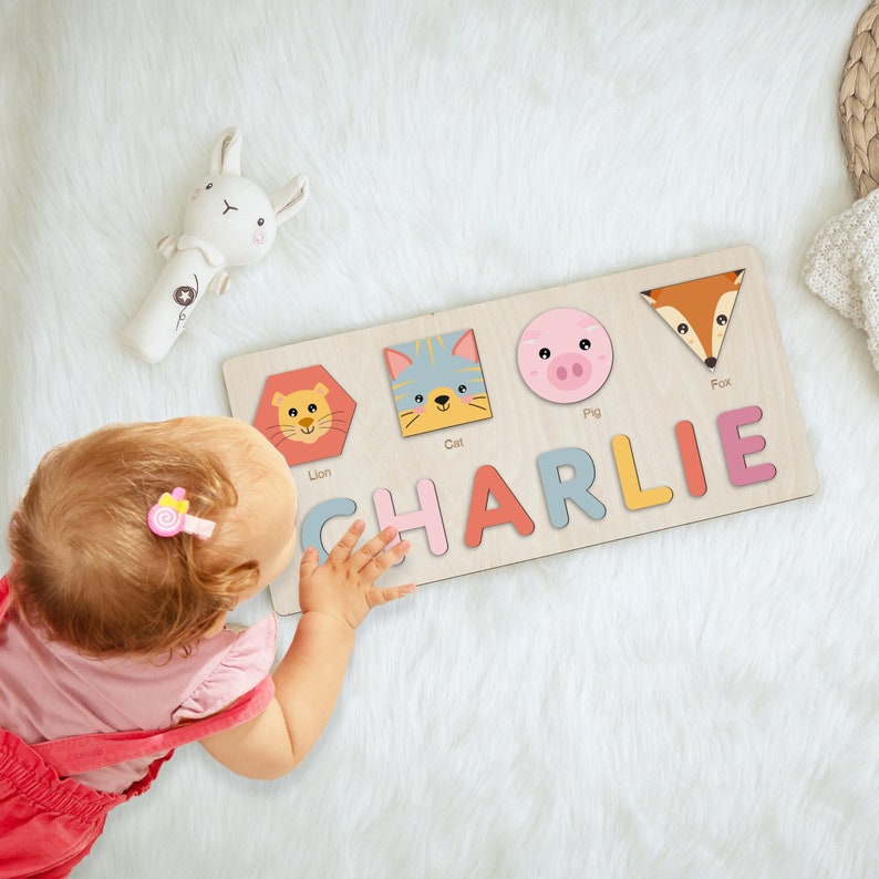 Personalized Wooden Name Puzzle: Custom Baby Shower Gift for Baby Boys ...