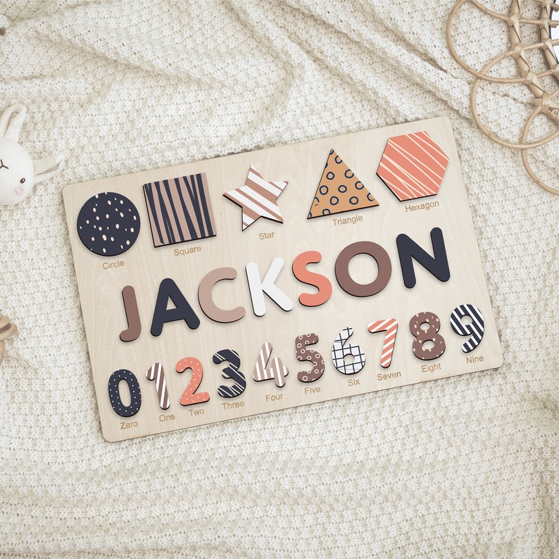 Personalized Wooden Name Puzzle: Custom Baby Shower Gift for Baby Boys and Girls Personalized Toy for Toddlers, Personalized Gifts image 2