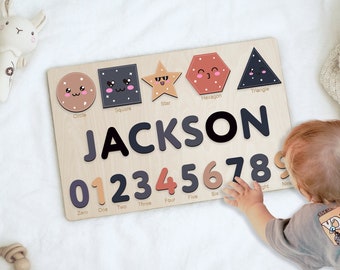 Custom Wooden Name Puzzle, Busy Puzzle for baby - Montessori Toy and First Birthday Gift, Baby Shower Gift Idea, Name Puzzle For Toddler