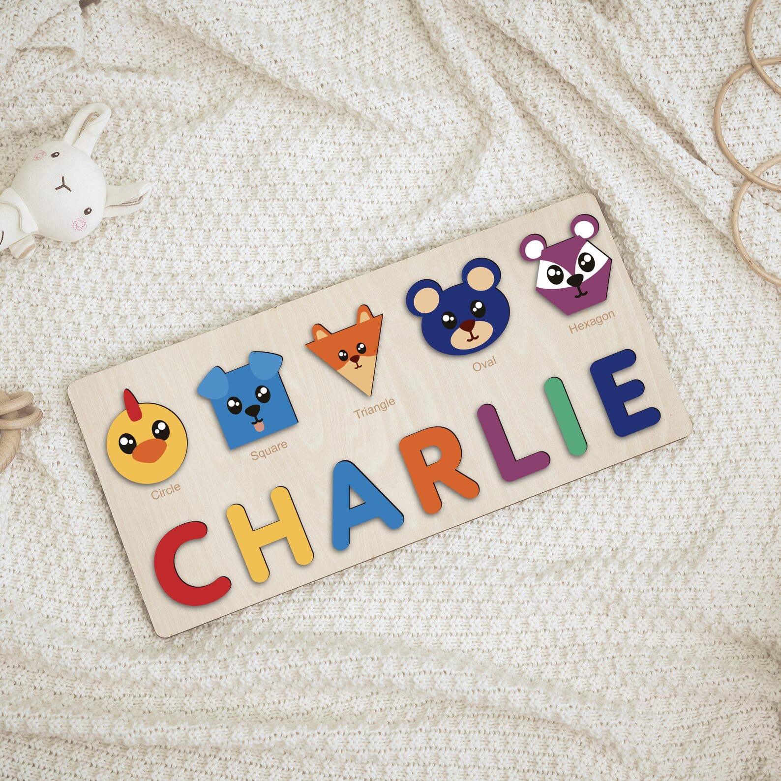 Personalized Wooden Name Puzzle: Custom Baby Shower Gift for Baby Boys ...
