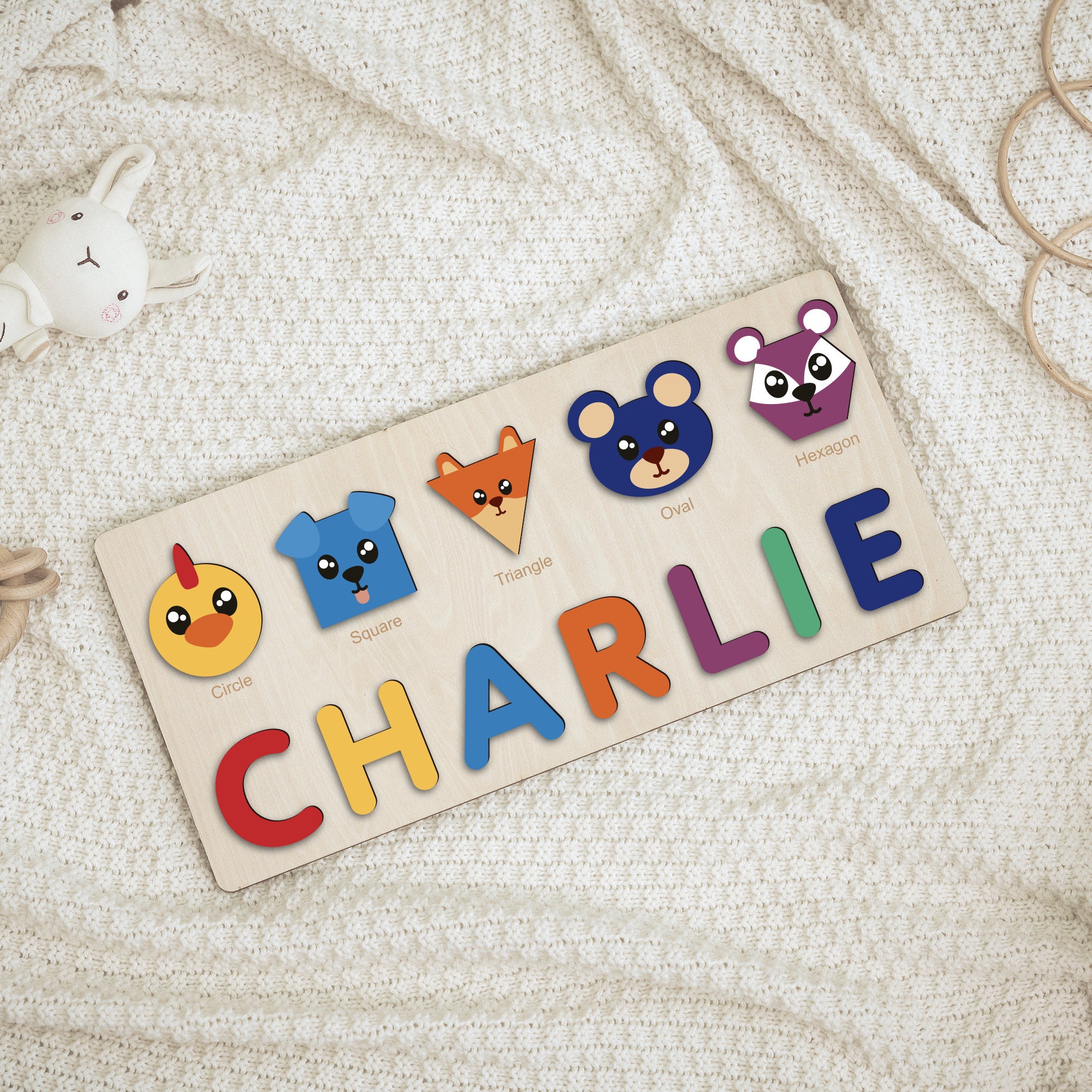 Personalized Wooden Name Puzzle: Custom Baby Shower Gift for Baby Boys ...