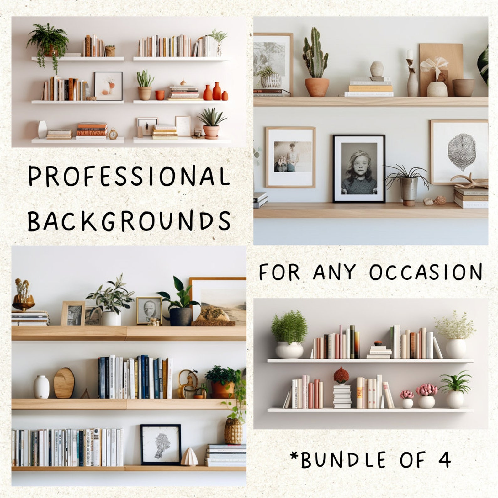 Modern Minimalist Shelves | Zoom Virtual Backgrounds | Backdrop