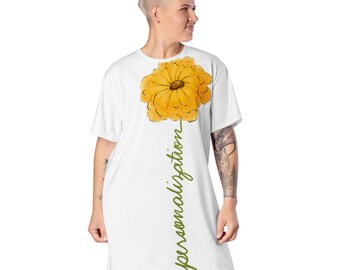 Personalisiertes gelbes Blumen-T-Shirt-Kleid