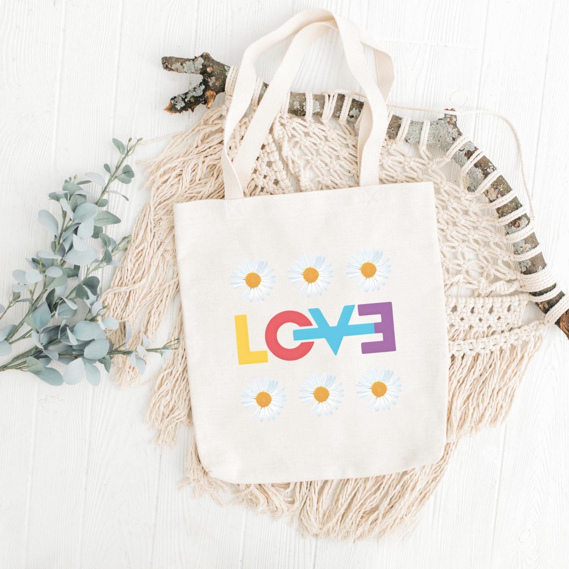 G Dragon Love Logo Cotton Canvas Tote Bag, Gdragon Fan Merch