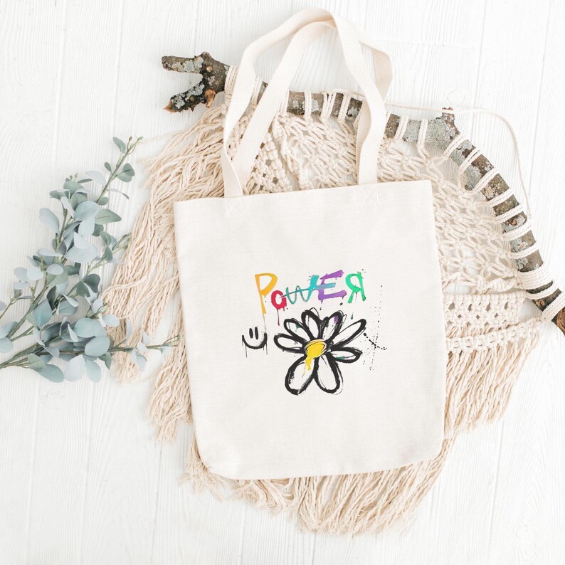 Natural Tote Bag, Eco Friendly Bag, Holiday Gift Bag, G Dragon POWER Up Cotton Canvas Tote Bag, GD Good Day, GD Mascot, G-Dragon Übermensch, Gdragon New Album, Kpop Lover Gift, Kpop Idol, Fan Merchandise, BigBang VIP