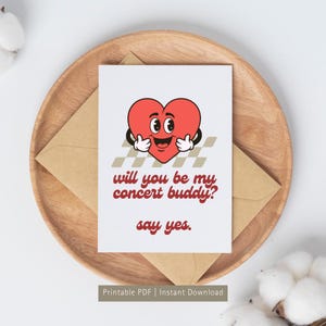 Druckbar werden Sie meine Konzert Buddy Karte, druckbare Valentinstag Karte, Musik-Liebhaber-Karte, Print at Home Karte, DIY digitaler Download