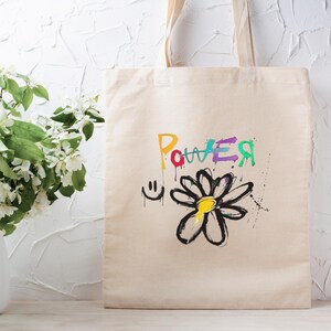Natural Tote Bag, Eco Friendly Bag, Holiday Gift Bag, G Dragon POWER Up Cotton Canvas Tote Bag, GD Good Day, GD Mascot, G-Dragon Übermensch, Gdragon New Album, Kpop Lover Gift, Kpop Idol, Fan Merchandise, BigBang VIP