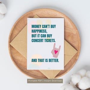 Umorismo sui concerti, biglietto stampabile divertente, meme sui concerti, biglietto per amanti della musica, biglietto d'invito, biglietto da stampare a casa, download digitale fai da te