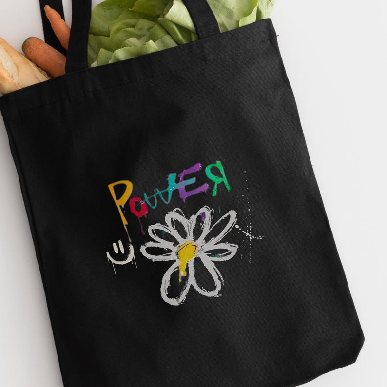 Natural Tote Bag, Eco Friendly Bag, Holiday Gift Bag, G Dragon POWER Up Cotton Canvas Tote Bag, GD Good Day, GD Mascot, G-Dragon Übermensch, Gdragon New Album, Kpop Lover Gift, Kpop Idol, Fan Merchandise, BigBang VIP