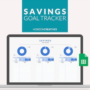 Savings Goal Tracker Google Sheets Template, Sinking Funds Tracker, Blue