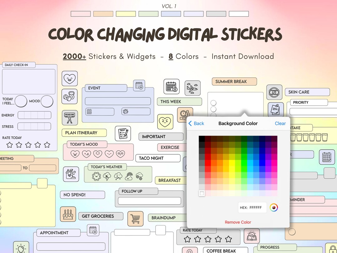 Digital Stickers Digital Planner Sticker Book for Goodnotes Planner