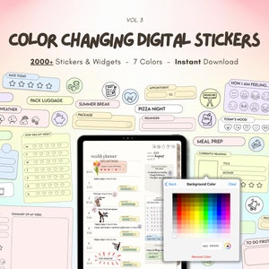 Digital Stickers for Goodnotes Color Change Customizable Digital Stickers for digital planners Planner Widgets for Digital Planner