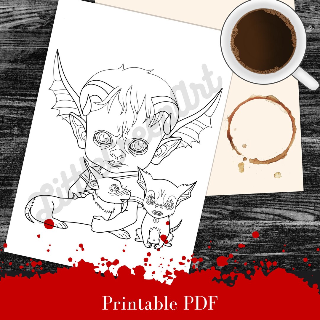 Creepycute Adult Coloring Page Printable PDF Instant Download - Etsy