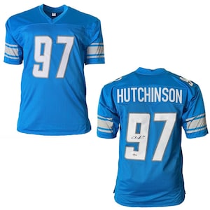 Aidan Hutchinson Signed Custom Blue Football Jersey (Beckett)