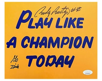 Rudy Ruettiger Autographed 8X10 Photo Play Like A Champion Today Go Irish JSA
